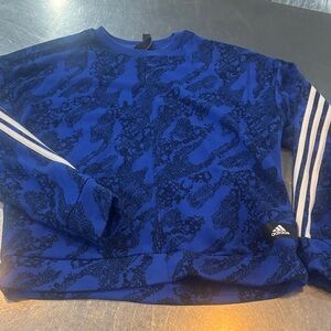 Adidas Men's Blue and Black Crewneck Sweater